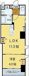シエルエックス 1LDKの間取図画像
