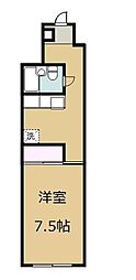 福室マンション 1Kの間取図画像