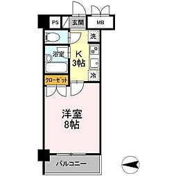コージーコートひだまり館 1Kの間取図画像
