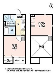 T.A宮町1丁目 1Kの間取図画像