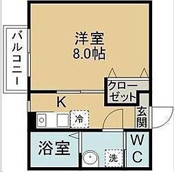 キャピタル三百人町A棟 1Kの間取図画像