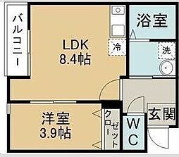 キャピタル三百人町A棟 1LDKの間取図画像