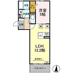 キャトルセゾン富沢 1LDKの間取図画像