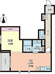 リベルテ2 ワンルームの間取図画像