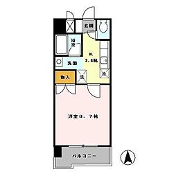 アムールシャトー 1Kの間取図画像