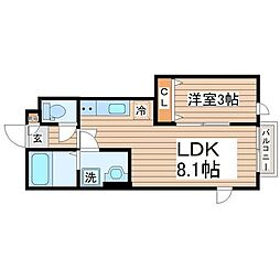 中田町新築ＡＰ　Ａ棟 101 1階1LDKの間取り