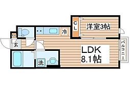 中田町新築ＡＰ　Ａ棟 102 1階1LDKの間取り