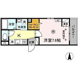 D-room宮千代 1Kの間取図画像