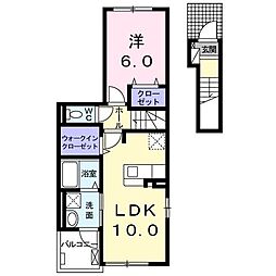 ドミール南仙台 1LDKの間取図画像