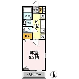 カーサ21 1Kの間取図画像