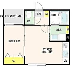 杜ノ川テラス 1LDKの間取図画像