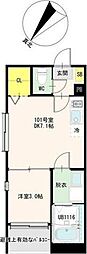 ハーモニーテラス宮千代VI 1DKの間取図画像