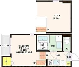ハーモニーテラス伊在 1Kの間取図画像