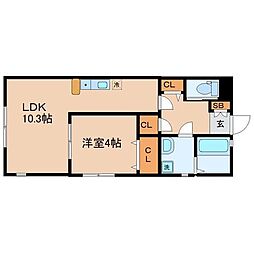 AC田子 1LDKの間取図画像