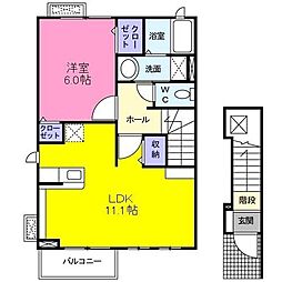 レジデンス安養寺 1LDKの間取図画像