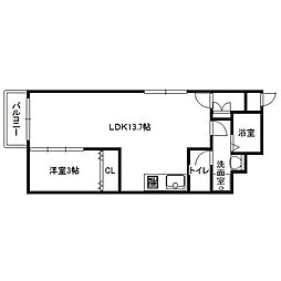 E-JAM長町 1LDKの間取図画像