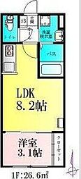 バルミジュール宮千代 1LDKの間取図画像