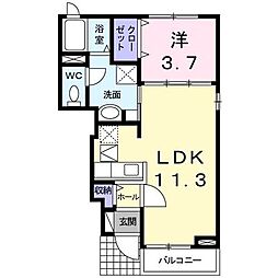 リアン青葉 1LDKの間取図画像