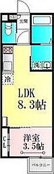 マイティ松が丘 1LDKの間取図画像