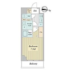 トゥールタ春日町 1Kの間取図画像