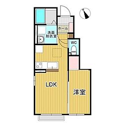 仙台市太白区八木山南1丁目アパート 1LDKの間取図画像