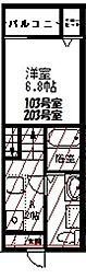 シオン 1Kの間取図画像