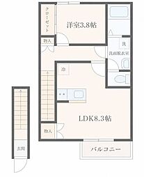 リヴェール上杉A 1LDKの間取図画像