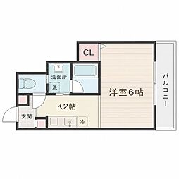 クロレ長町 1Kの間取図画像
