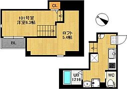 ライゼスト春夏秋冬-冬- ワンルームの間取図画像