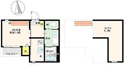 仙台市若林区畳屋丁アパート 1Kの間取図画像