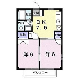 ラルゴ21 2DKの間取図画像
