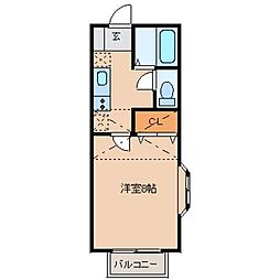 ダンディピース 1Kの間取図画像