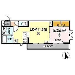 DーROOM FUYO 1LDKの間取図画像
