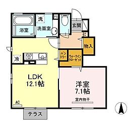 Ｔｒｅｅ・Ｔｏｐ　Ａ 1階1LDKの間取り