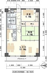 グレンパレスOkino 2LDKの間取図画像