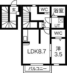 ララ・ポート 2階1LDKの間取り