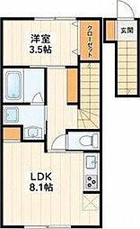 プチクロッシュ 1LDKの間取図画像