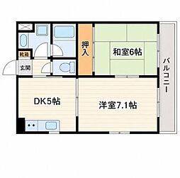 ボヌール1 2DKの間取図画像