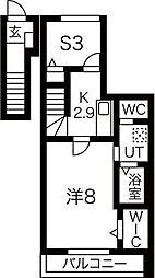 グリシーヌ 2階1SKの間取り