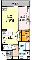 仙台市青葉区小田原8丁目アパート 1LDKの間取図画像