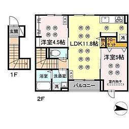 D-ROOM富沢西5丁目 2LDKの間取図画像