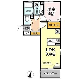 ボヌールF 1LDKの間取図画像