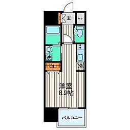 シティタワー二十人町 ワンルームの間取図画像