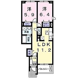 エクセレント・ジールIV 1階2LDKの間取り