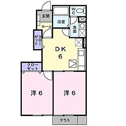 グリーンハイツ大門 1階2DKの間取り
