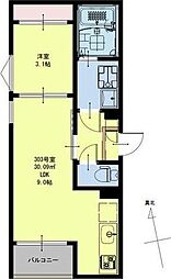REGALESTTRM仙台南 1LDKの間取図画像