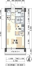 しゃとれ西中田 1Kの間取図画像