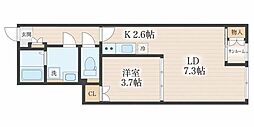 仙台市太白区西中田6丁目アパート 1LDKの間取図画像