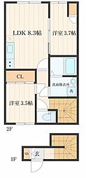 リヴェール台原III 2LDKの間取図画像