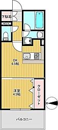 ピュアナ弓ノ町 1DKの間取図画像